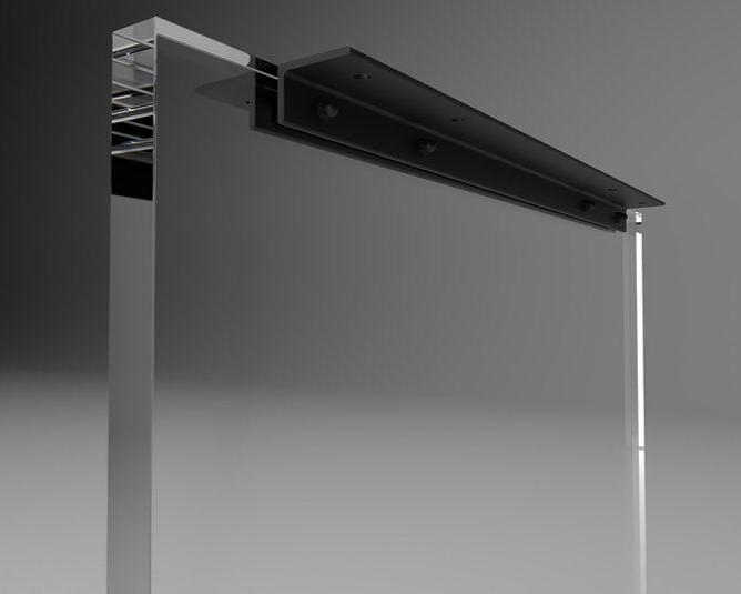 Clear acrylic table base with an i-shaped cross section