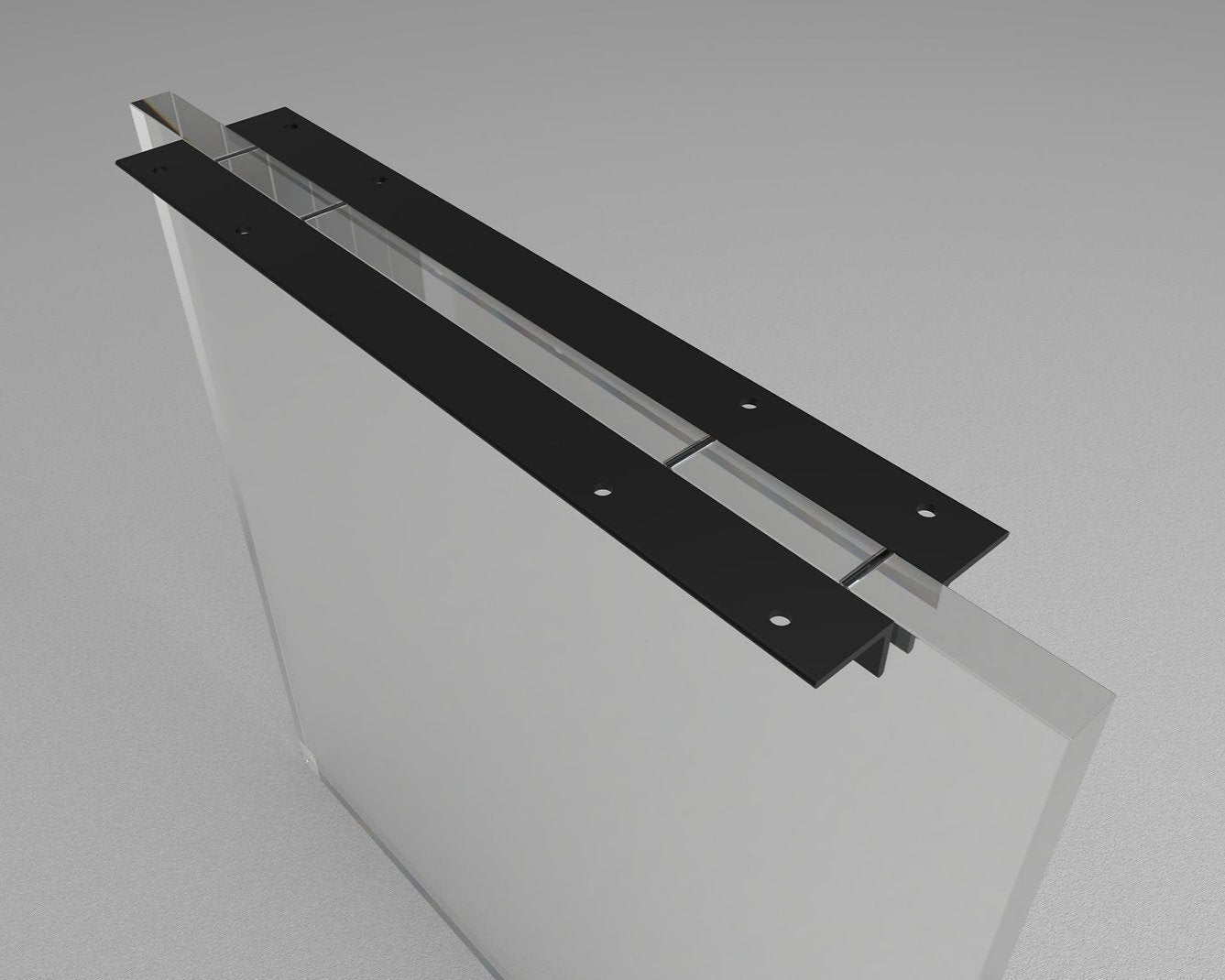 Clear acrylic table base with an i-shaped cross section