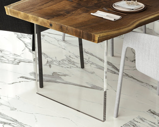 Clear acrylic table base with an i-shaped cross section