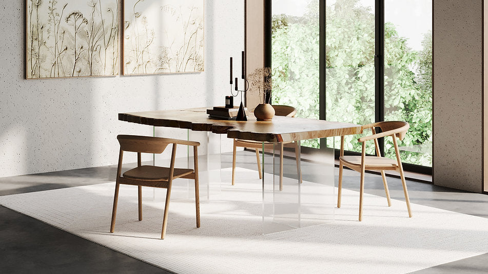 Clear acrylic table base with a t-shaped cross section