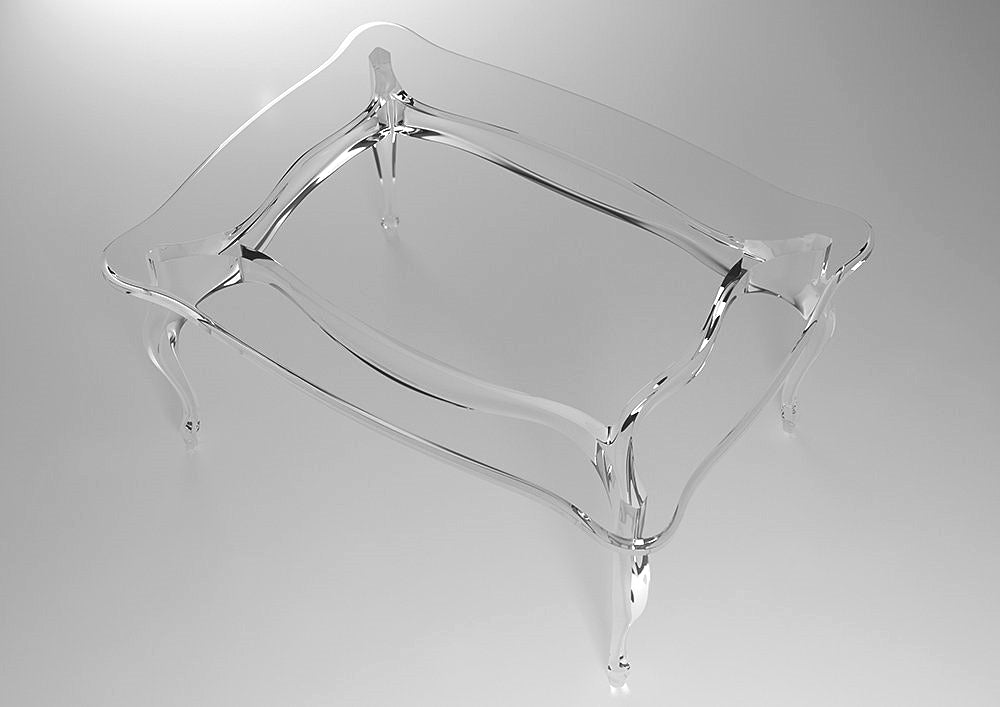 Clear acrylic coffee table with a regal and elegant style