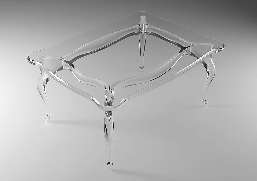 Clear acrylic coffee table with a regal and elegant style