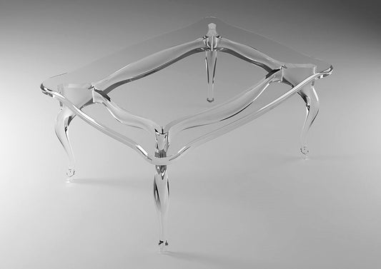 Clear acrylic coffee table with a regal and elegant style