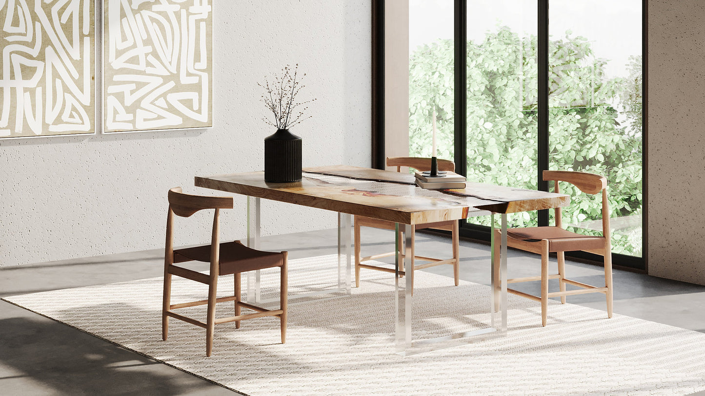 Clear acrylic table base shaped like a square frame