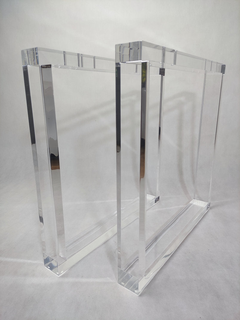 Clear acrylic table base shaped like a square frame