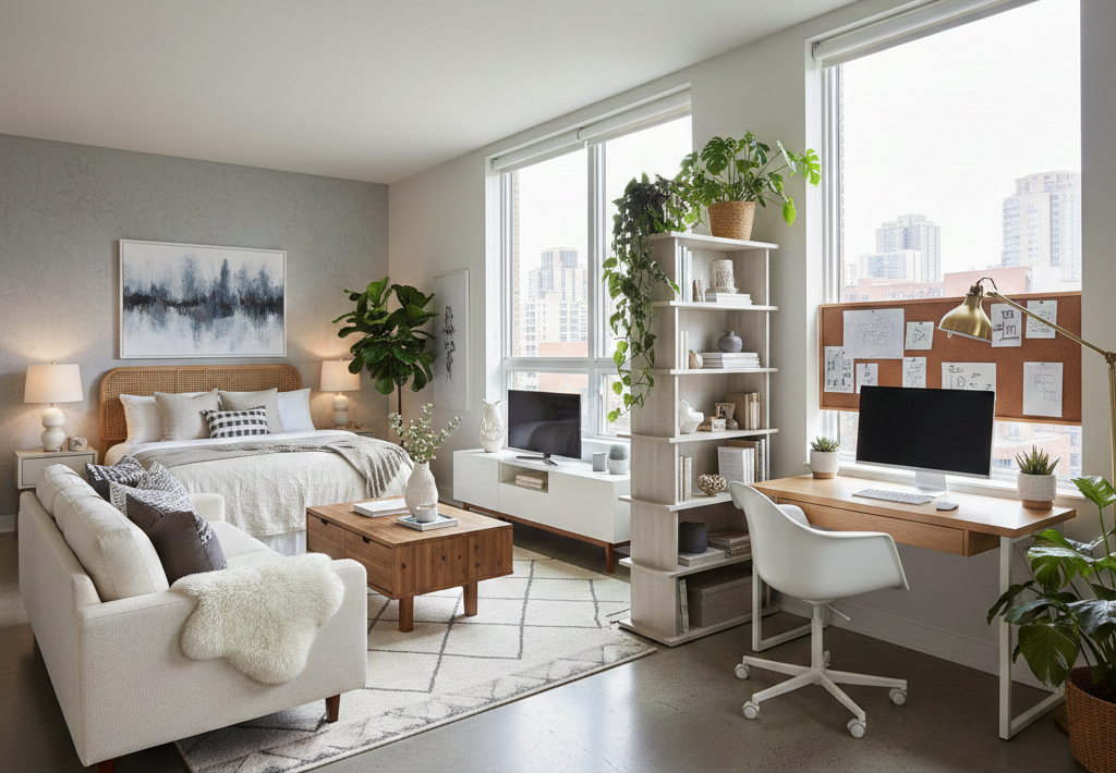 Studio apartment ideas with workspace nook