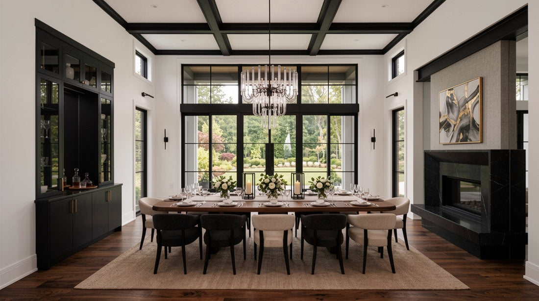 Luxury dining room idea showing a beautiful wooden dining table top