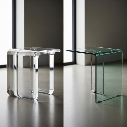 Acrylic vs glass end table side by side comparison