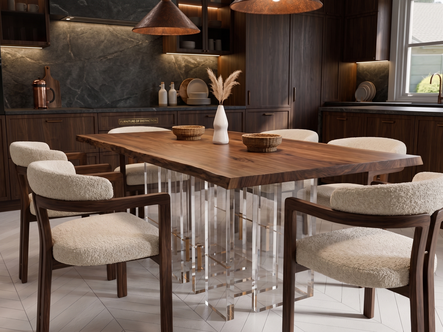 Clear acrylic coffee table with a minimalist rectangular style